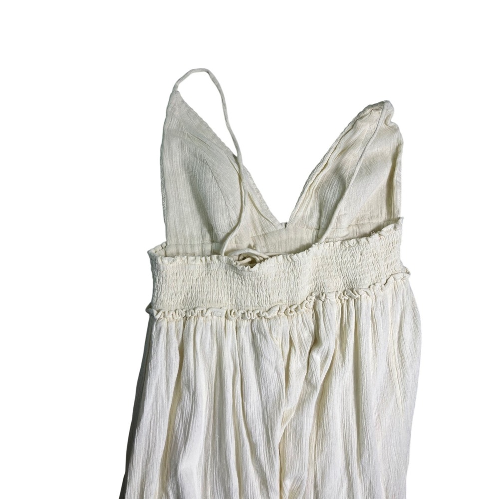 Free People Cream Gauze Maxi Dress Medium Boho Cottagecore Flowy Sundress - Picture 3 of 5